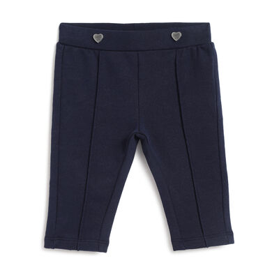 Girls Dark Blue Solid Long Trousers